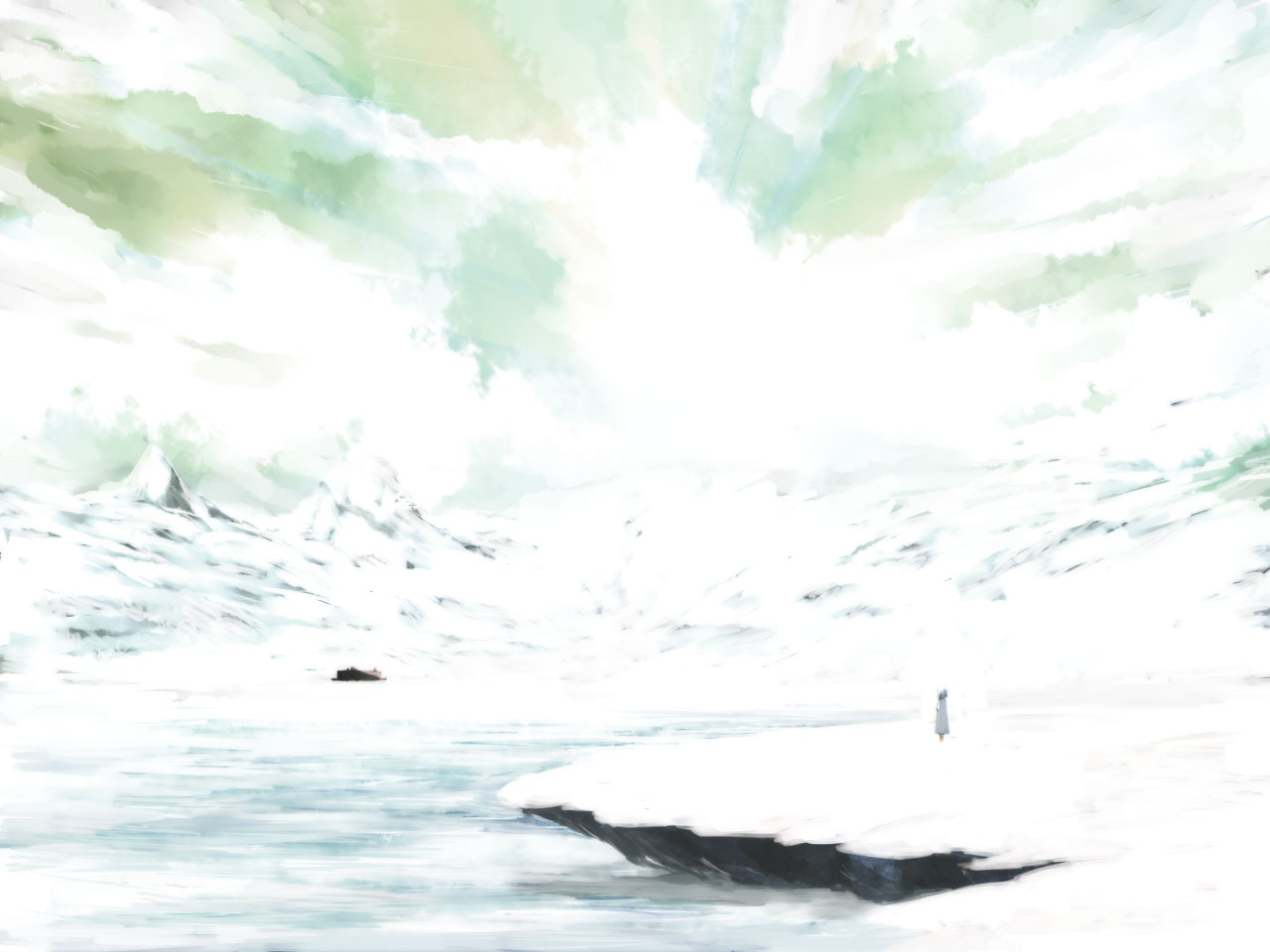 cirno, lefthand, snow, touhou