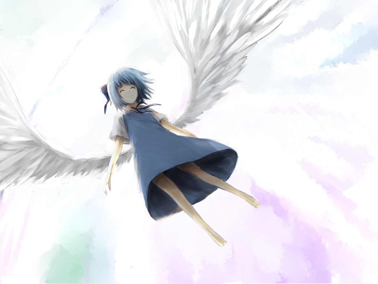 cirno, lefthand, touhou, wings