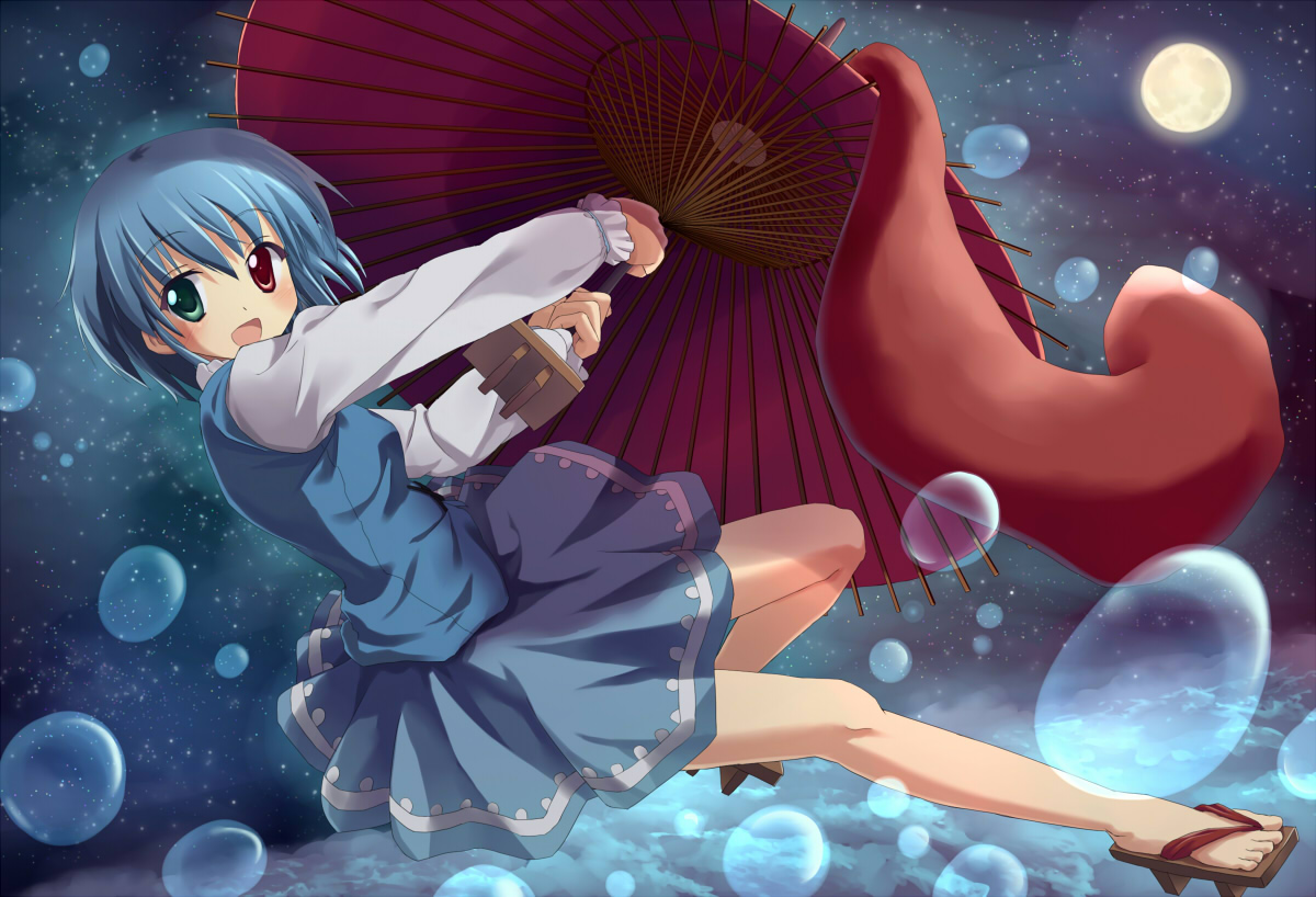 bicolored_eyes, francis_(ohne), moon, tatara_kogasa, touhou