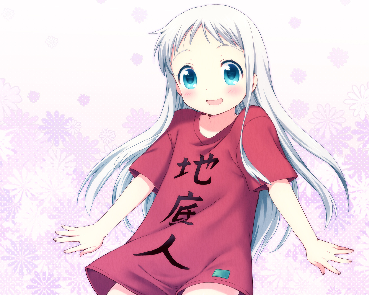 ano_hi_mita_hana_no_namae_wo_bokutachi_wa_mada_shiranai, aqua_eyes, honma_meiko, loli, long_hair, usashiro_mani, white_hair
