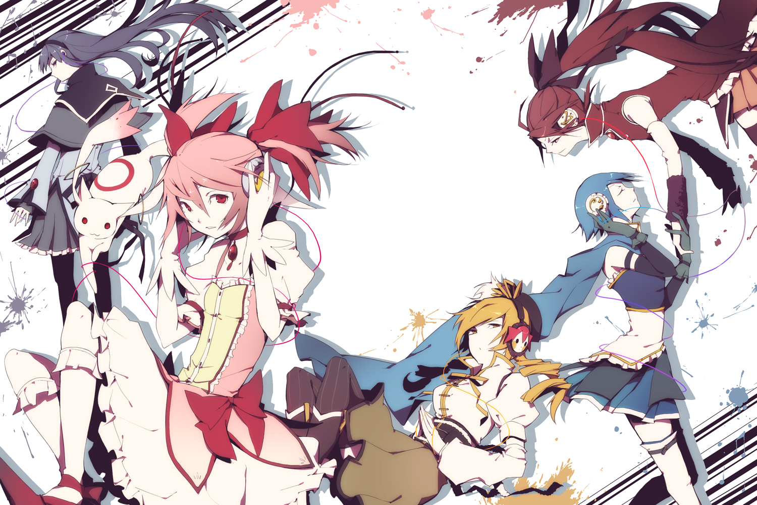 35_(pixiv), akemi_homura, charlotte_(mahou_shoujo_madoka_magica), kaname_madoka, kyuubee, mahou_shoujo_madoka_magica, miki_sayaka, sakura_kyouko