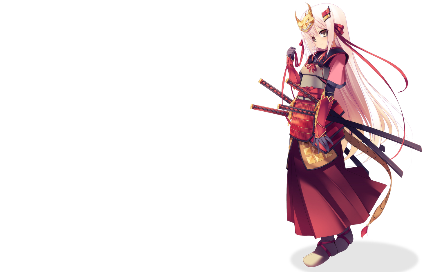 armor, brown_eyes, dragonmaterial, katana, long_hair, pink_hair, samurai, sengoku_hime, sword, takeda_shingen_(sengoku_hime), weapon, white