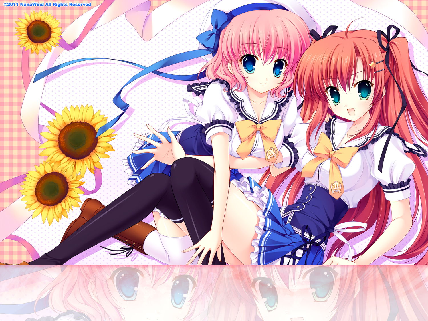 himezono_risa, mitha, nanawind, school_uniform, takasaki_honoka, tech_gian, thighhighs, yuyukana