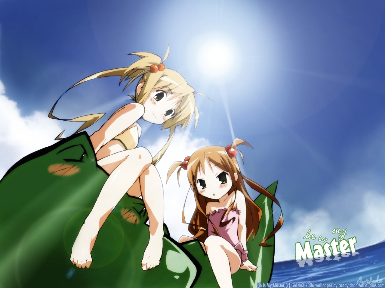 2girls, barefoot, kore_ga_watashi_no_goshujin-sama, loli, pochi, sawatari_karin, sawatari_mitsuki, signed