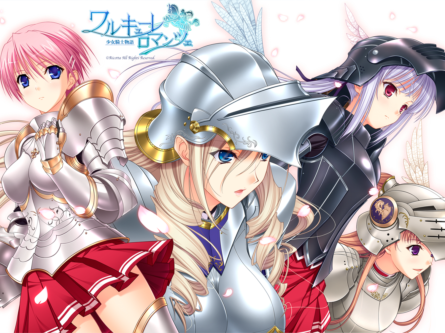 armor, blonde_hair, blue_eyes, celia_cumani_aintree, kisaki_mio, komori_kei, lisa_eostole, noel_marres_ascot