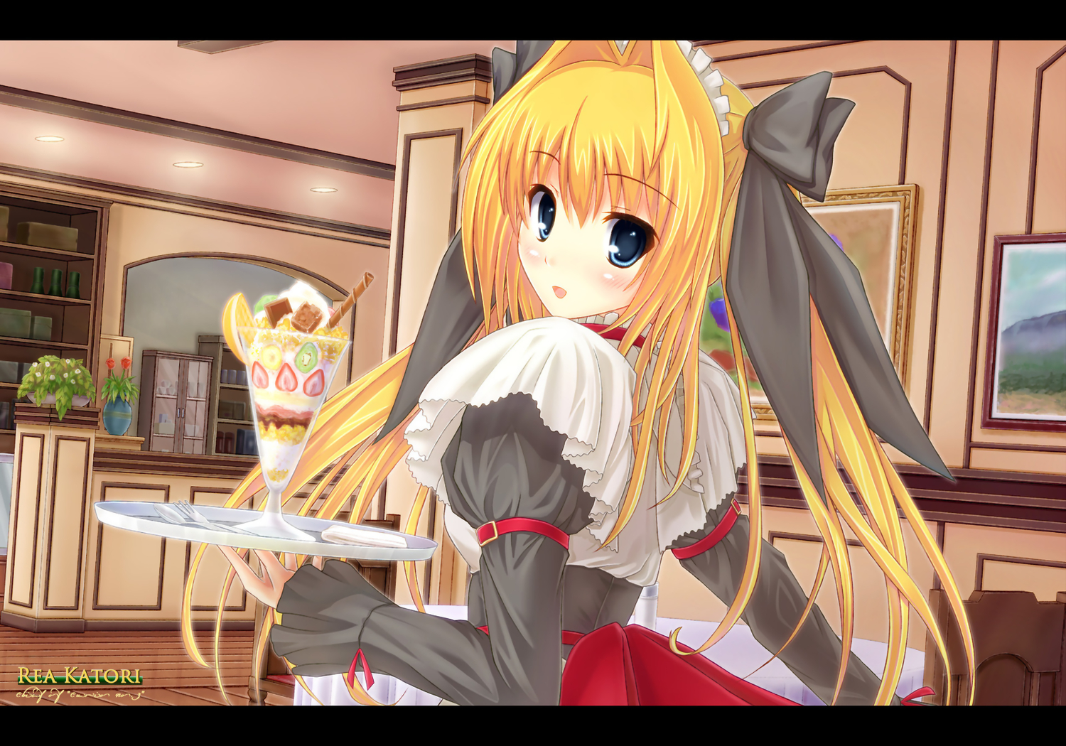 blonde_hair, blue_eyes, ichiroku, katori_rea, maid, parfait_chocolat