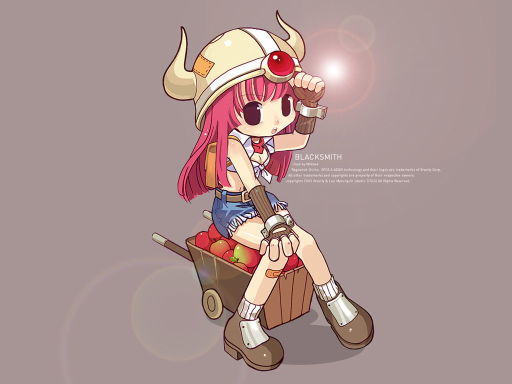 blacksmith, milktea, pink_hair, ragnarok_online, shorts