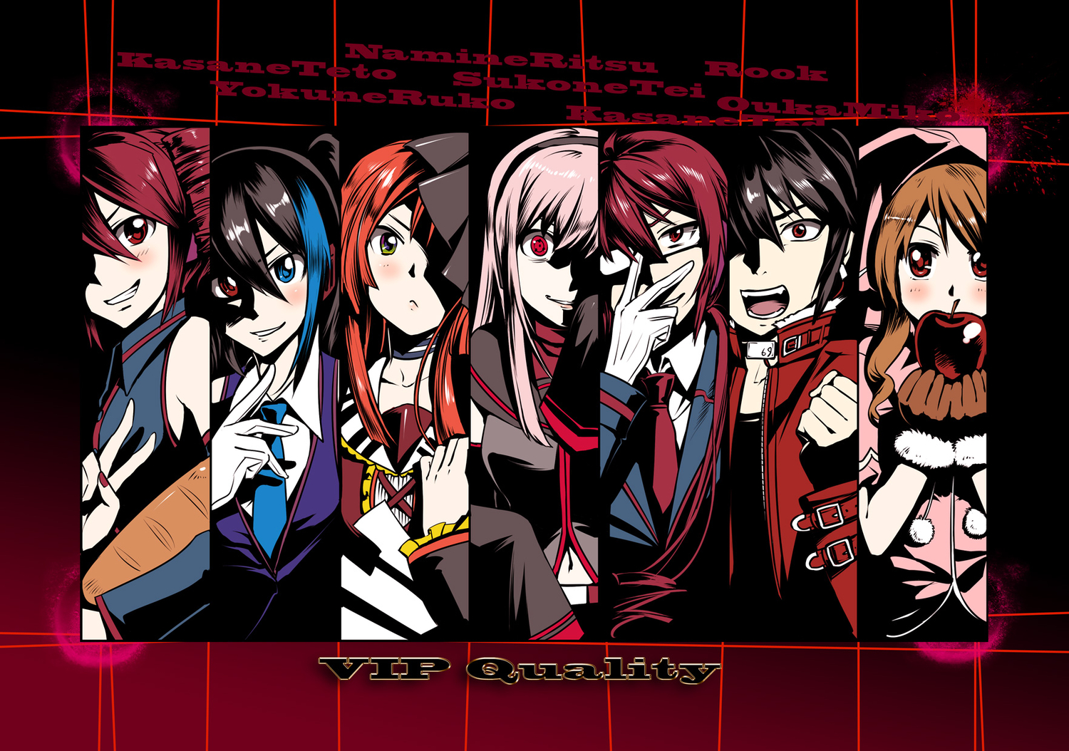 caffein, kasane_ted, kasane_teto, male, namine_ritsu, ooka_miko, rook_(utau), sukone_tei, utau, yokune_ruko