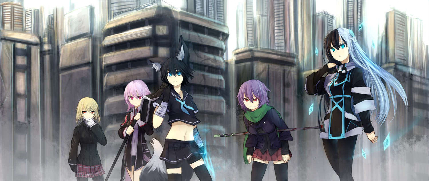 animal_ears, aqua_eyes, building, city, ganesagi, gloves, nanako_(ganesagi), norah_bright