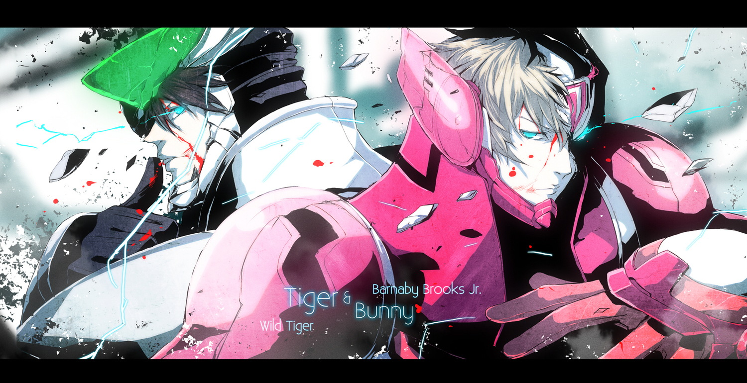 aqua_eyes, armor, barnaby_brooks_jr, blonde_hair, blood, brown_hair, kaburagi_t_kotetsu, s_tanly