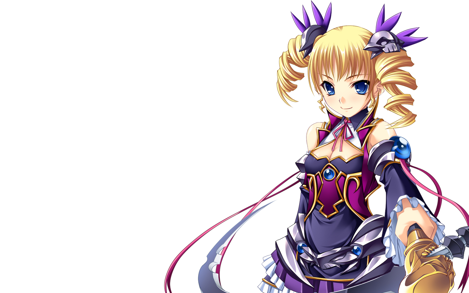 blue_eyes, breasts, cleavage, kantaka, koihime_musou, sousou, third-party_edit, white
