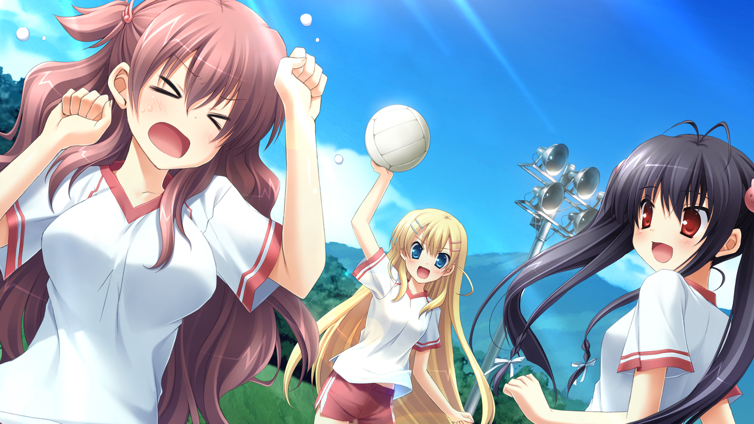 ball, game_cg, gym_uniform, haruka_hinata, hosaka_hina, hulotte, ikegami_akane, minamura_airi