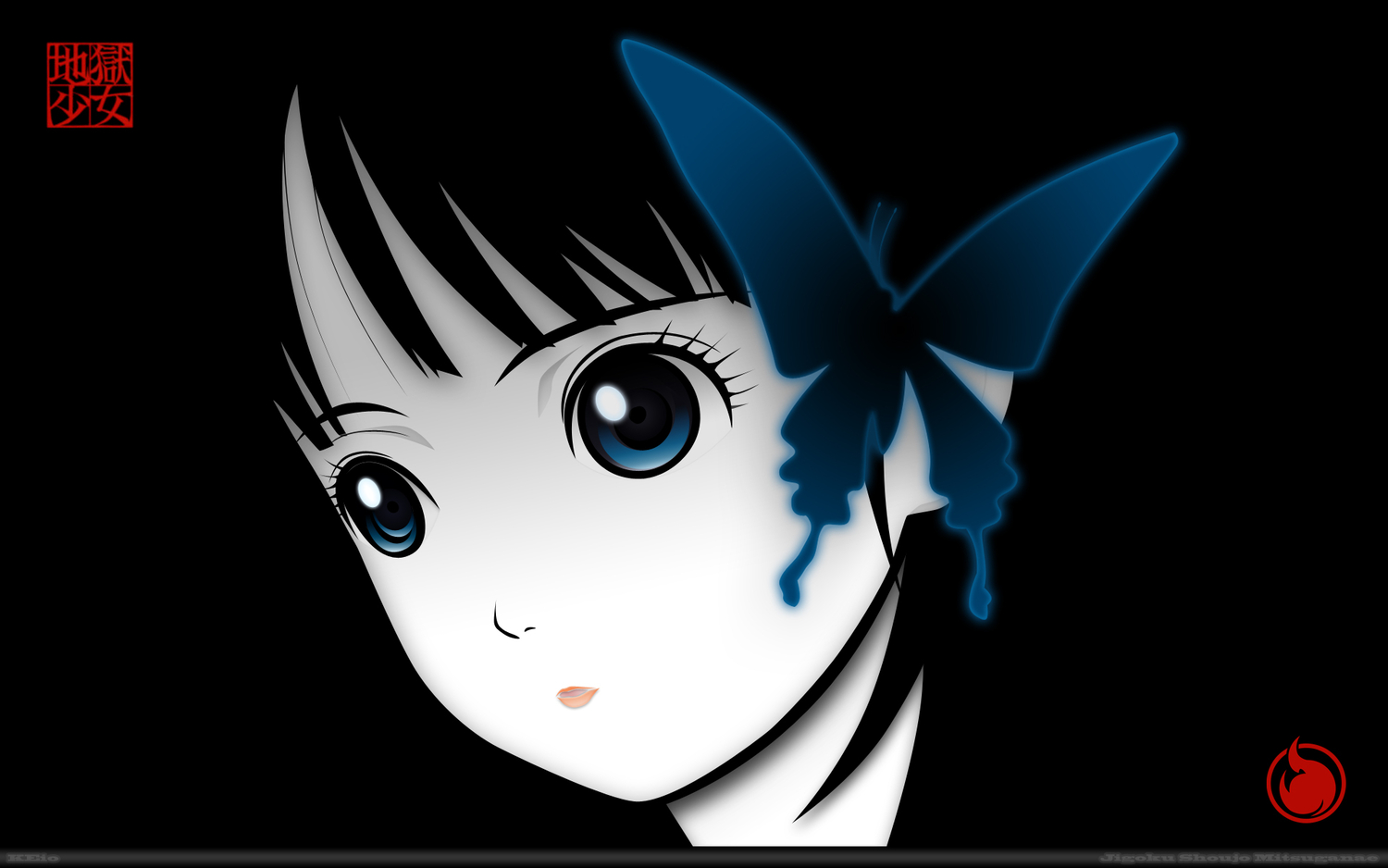 black, jigoku_shoujo, mikage_yuzuki, vector