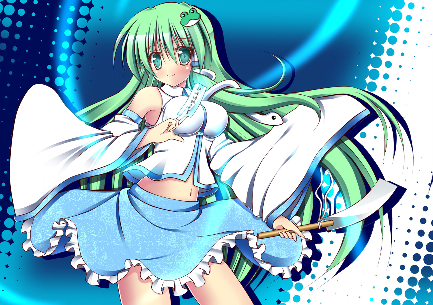 japanese_clothes, kochiya_sanae, miko, noumin, ofuda, touhou
