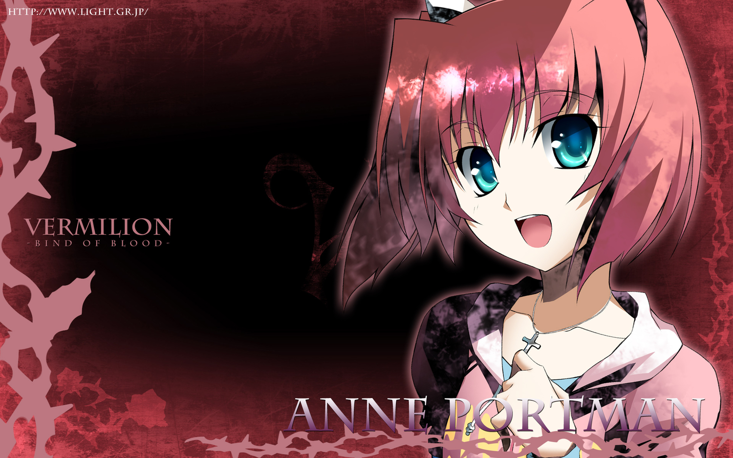 anne_portman, close, green_eyes, izumi_mahiru, necklace, red_hair, short_hair, vermilion_-bind_of_blood-