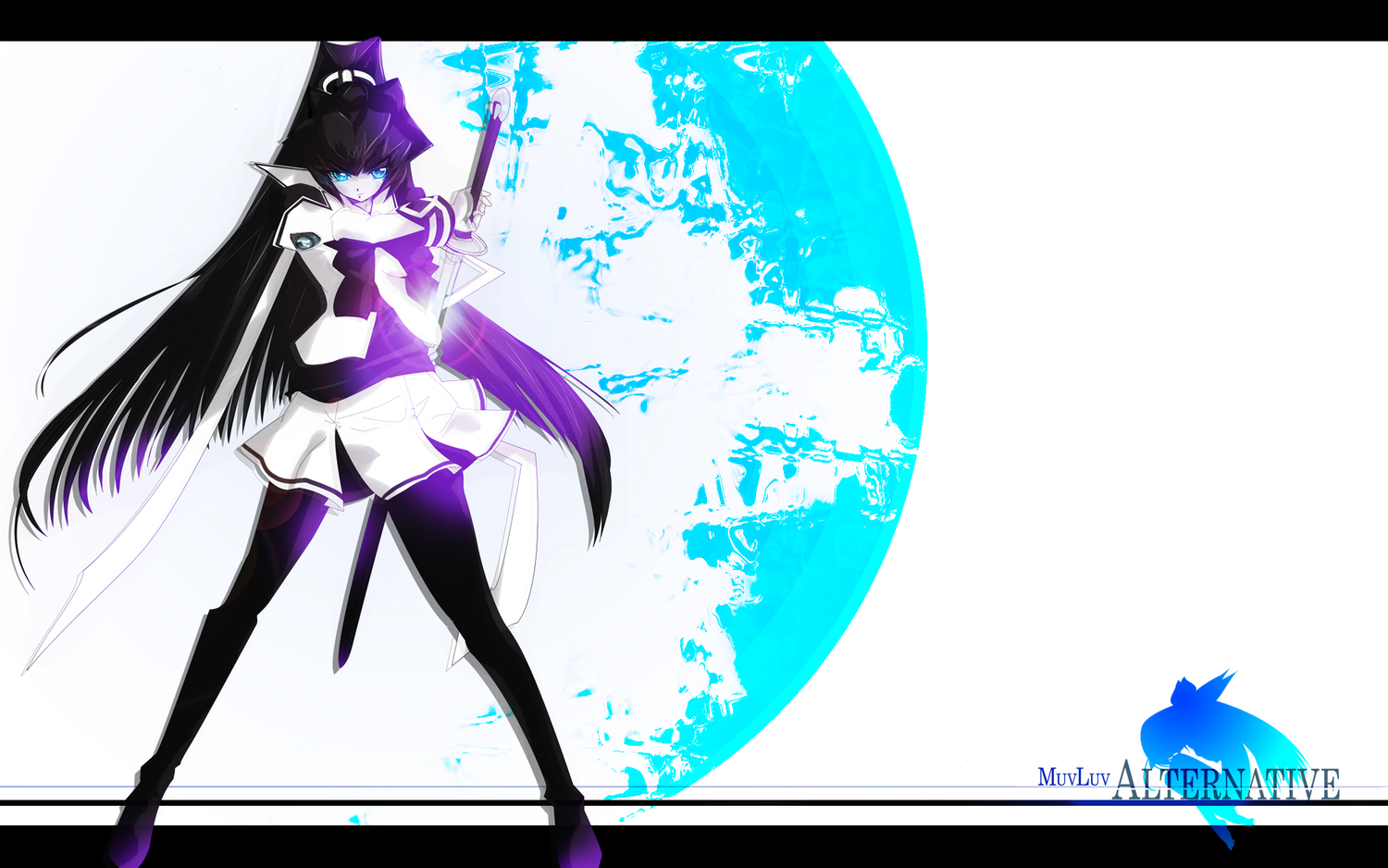 blue_eyes, long_hair, mitsurugi_meiya, muv-luv, purple_hair, sword, weapon