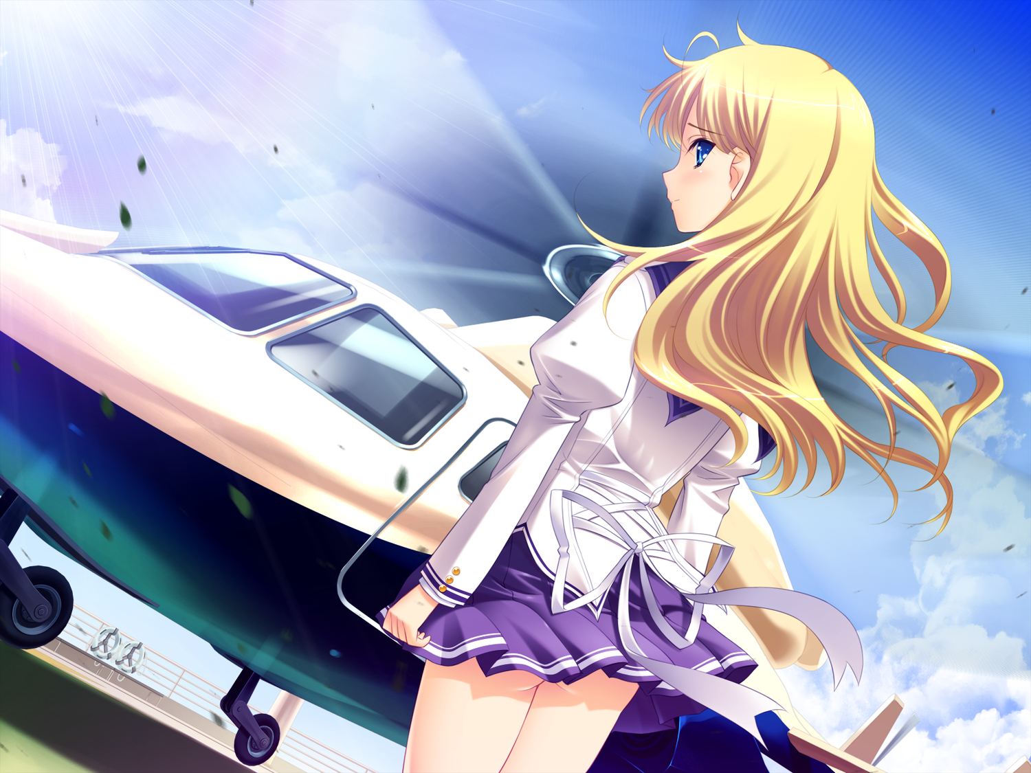 blonde_hair, blue_eyes, game_cg, journey, long_hair, nanairo_kouro, rachel_windsor, rakko