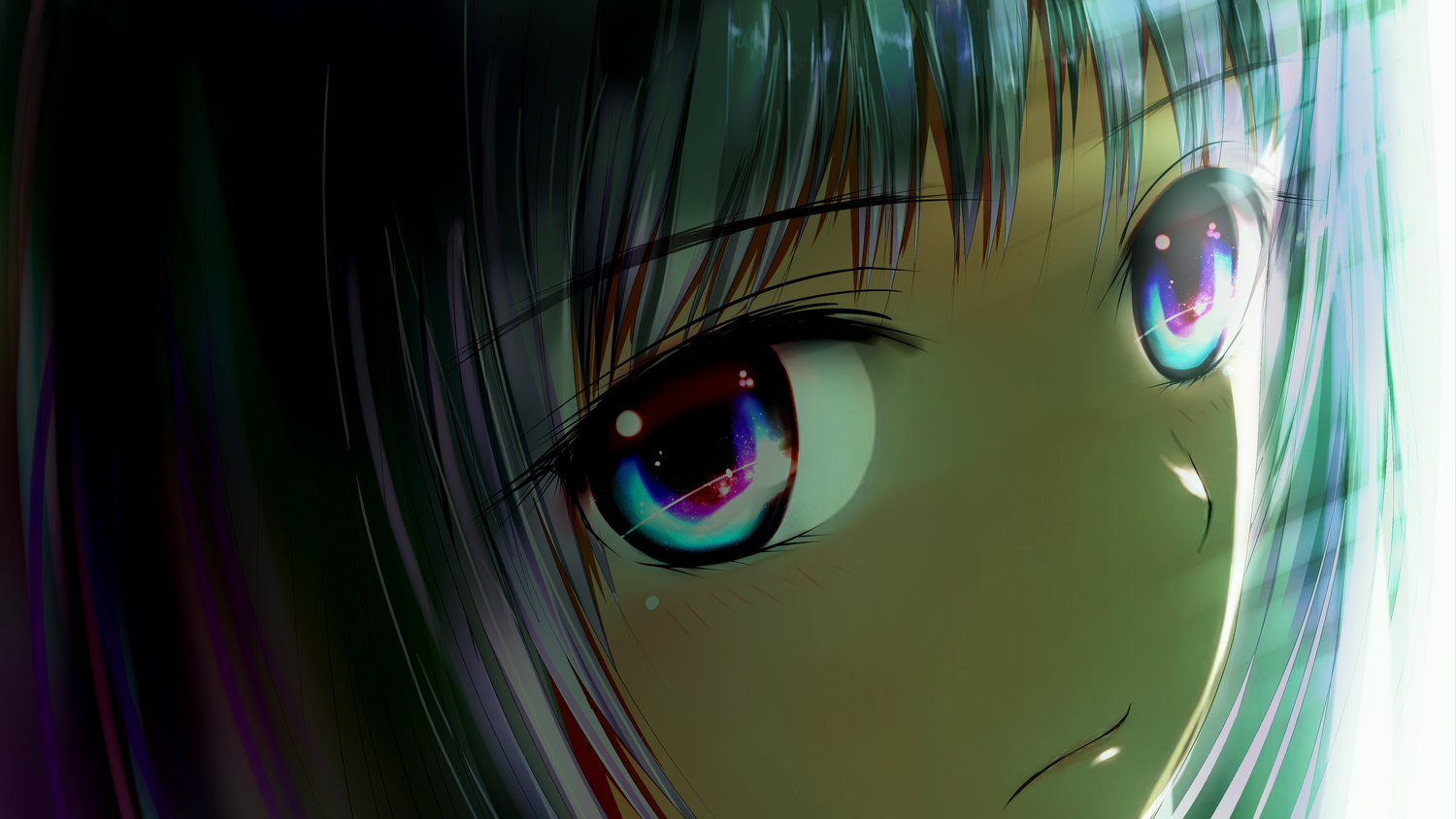 black_hair, blue_eyes, blush, close, garyljq, kamisama_no_memo_chou, shionji_yuuko