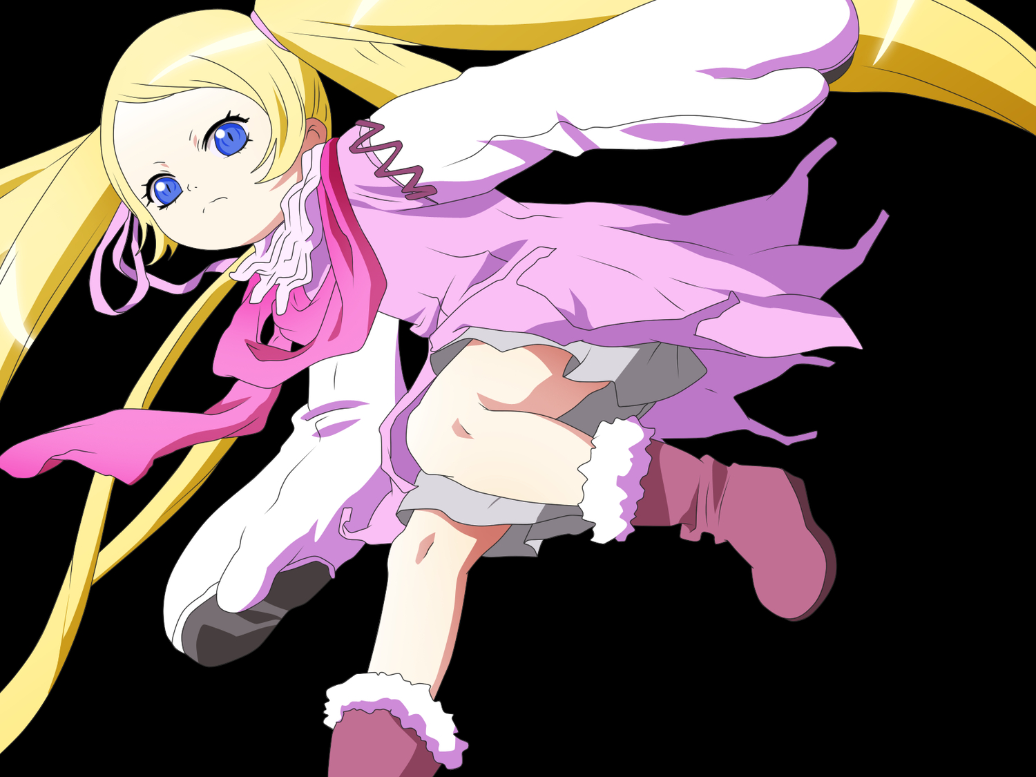 blonde_hair, blue_eyes, boots, loli, niche, tegami_bachi, twintails, vector