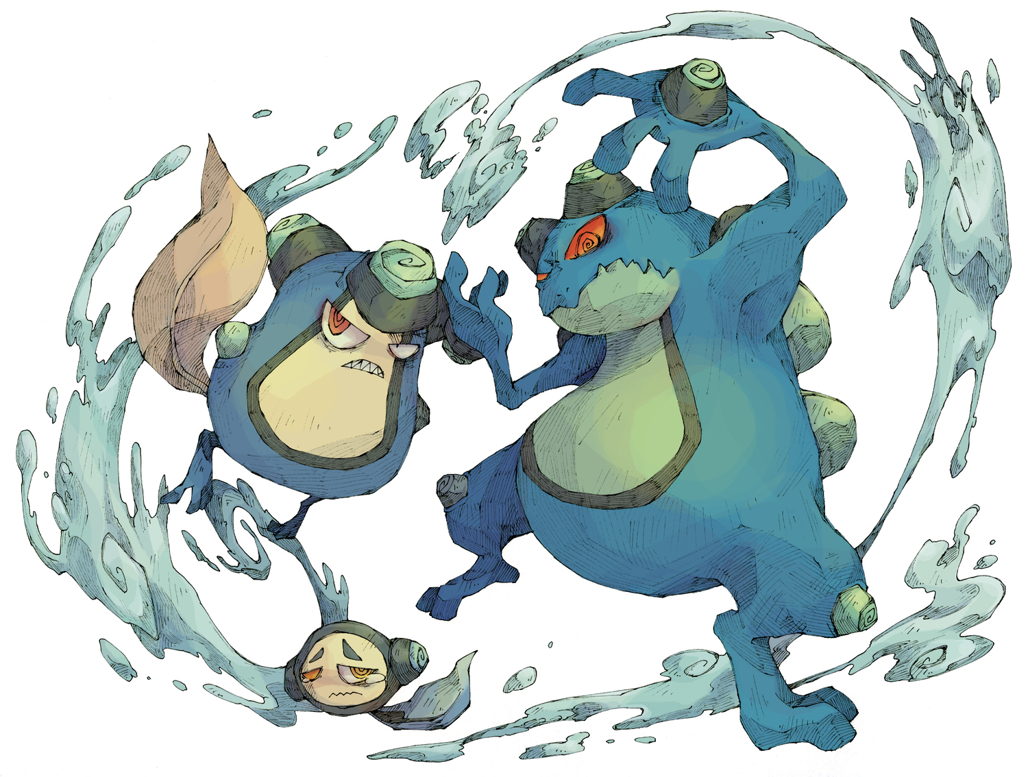 animal, kuuneru, nintendo, no_humans, palpitoad, pokemon, red_eyes, seismitoad