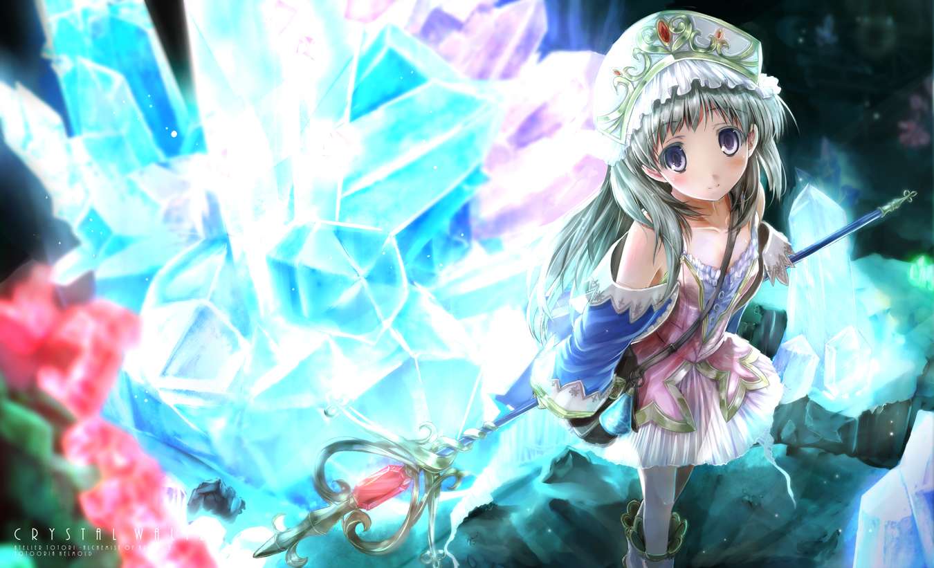 atelier_totori, blue_eyes, dress, long_hair, scarlet_(studioscr), staff, totooria_helmold