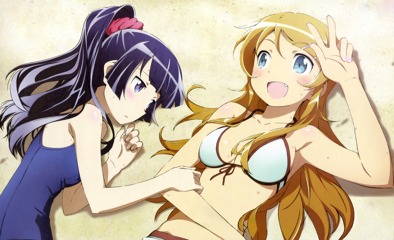 bikini, fang, gokou_ruri, jimmy_stone, kousaka_kirino, ore_no_imouto_ga_konna_ni_kawaii_wake_ga_nai, ponytail, school_swimsuit, swimsuit