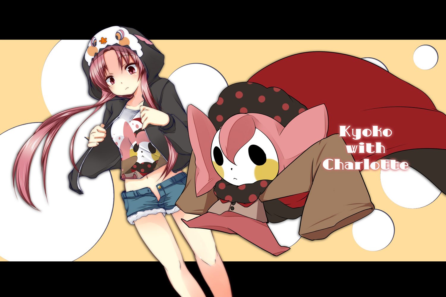 cape, charlotte_(mahou_shoujo_madoka_magica), fujisaki_hikari, long_hair, mahou_shoujo_madoka_magica, red_eyes, red_hair, sakura_kyouko