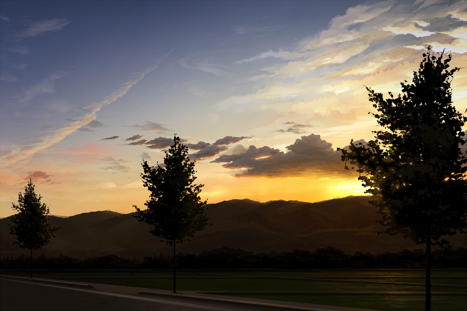 juuyonkou, original, scenic, sunset, tagme, tree