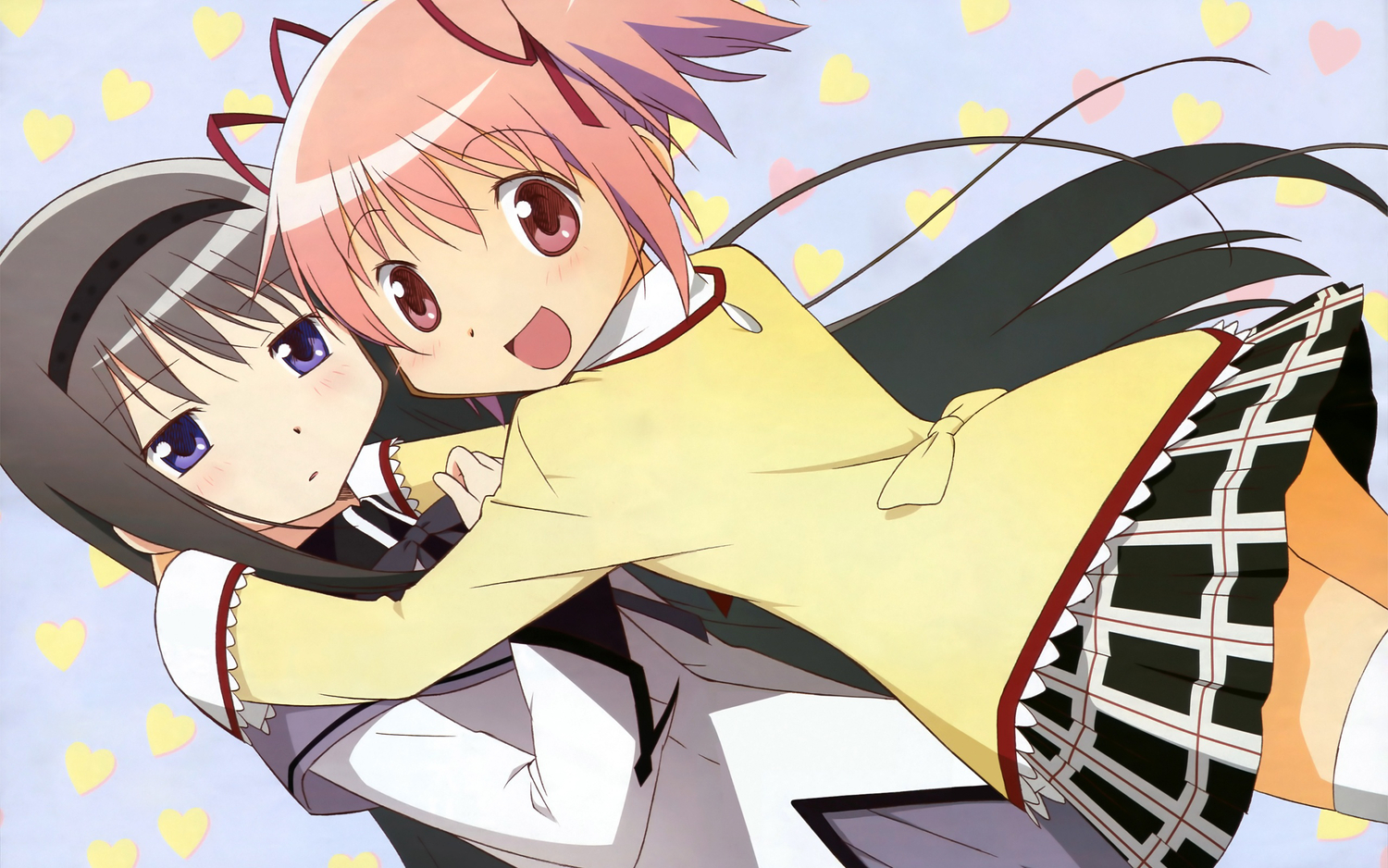 akemi_homura, kaname_madoka, mahou_shoujo_madoka_magica, school_uniform, takahashi_mika