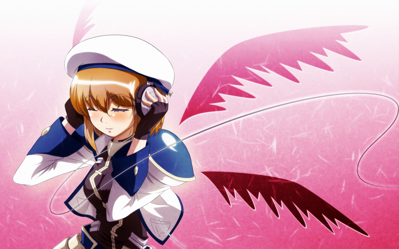 blush, esperanza_(wp), gradient, headphones, mahou_shoujo_lyrical_nanoha, mahou_shoujo_lyrical_nanoha_strikers, wings, yagami_hayate