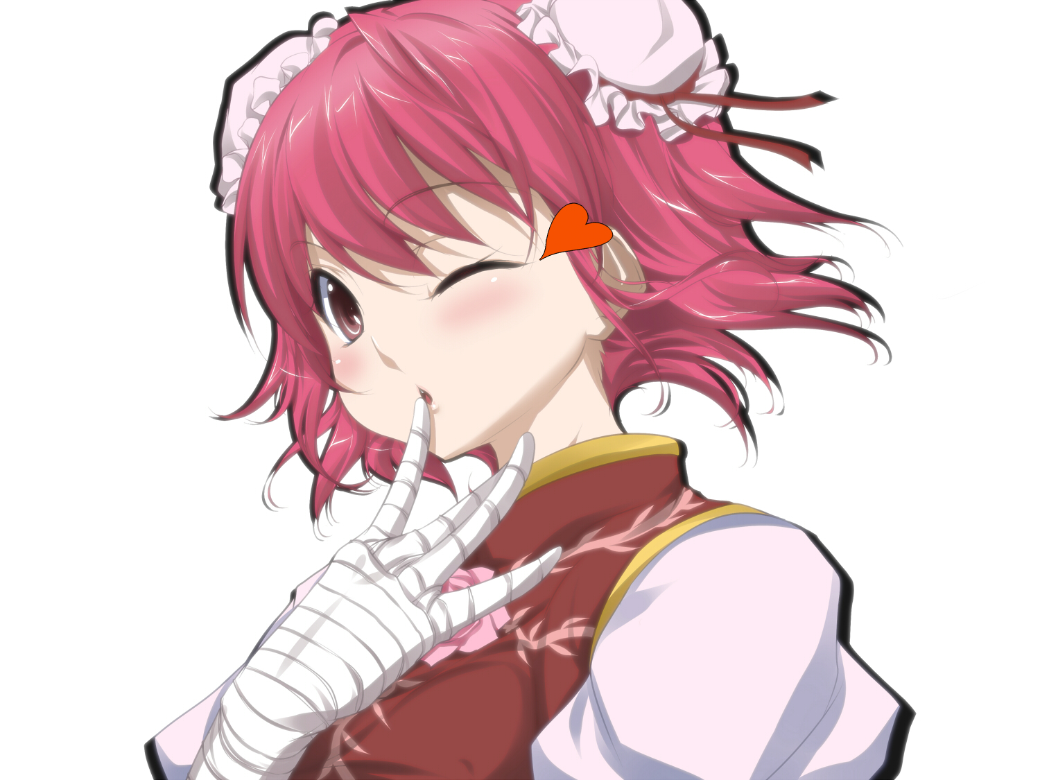ibaraki_kasen, mino106, red_hair, touhou, white, wink