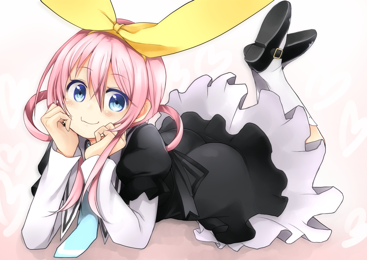 blue_eyes, bow, dress, nishiide_kengorou, pink_hair, sherlock_shellingford, tantei_opera_milky_holmes