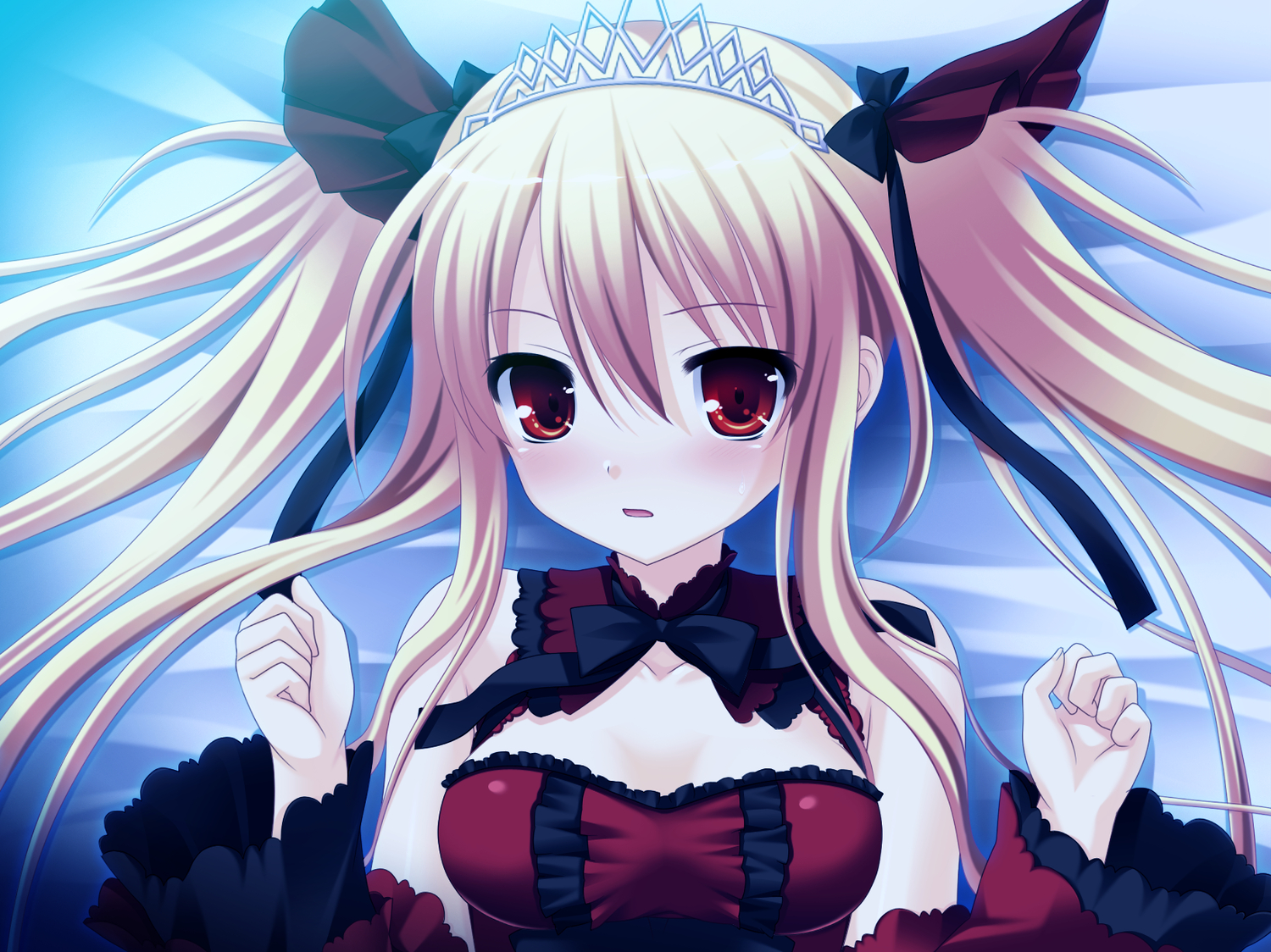 3rd_eye, blonde_hair, bloody_rondo, dress, game_cg, headband, luna_freed_queen, makita_maki
