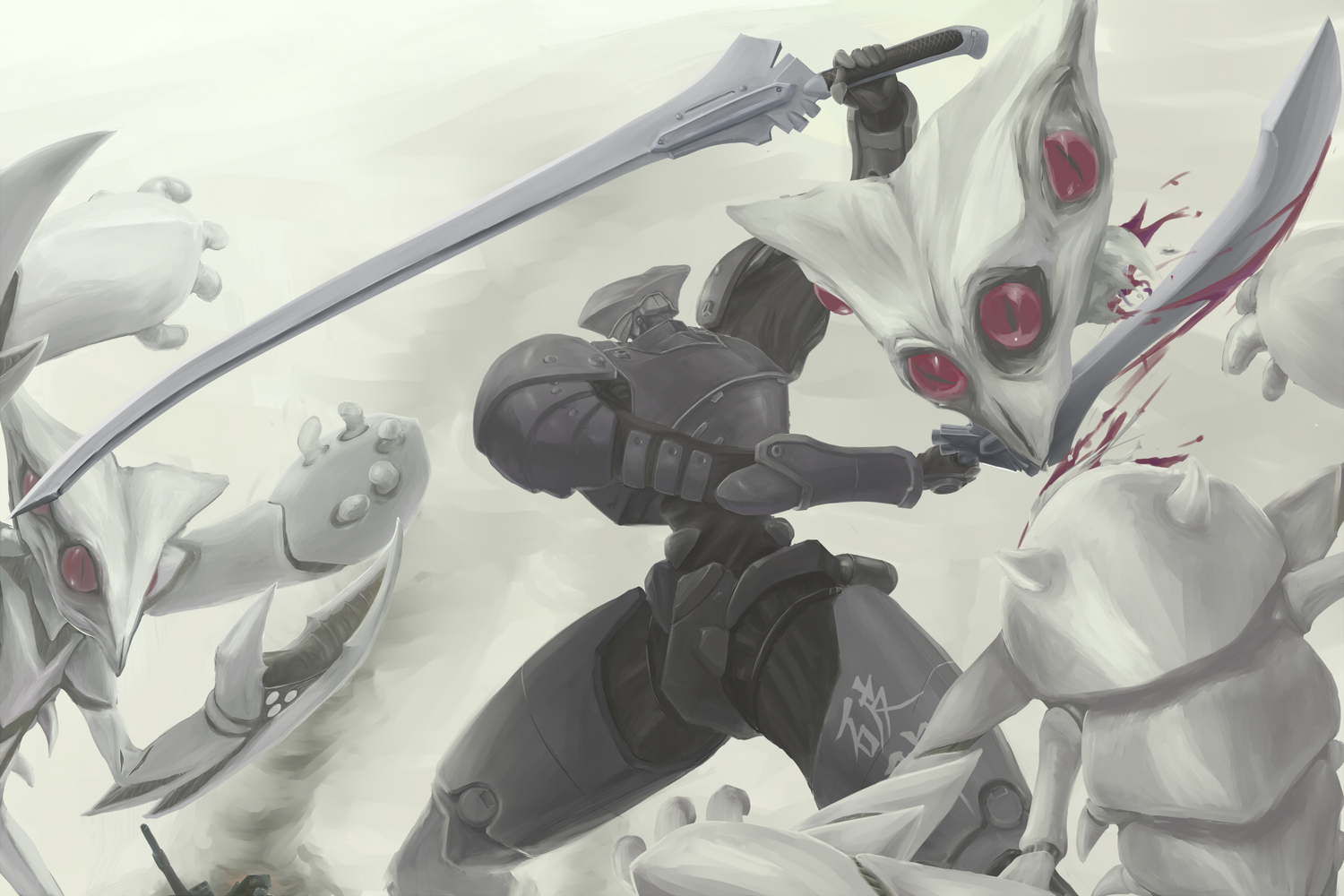 armor, blood, demon, haioman, sword, weapon
