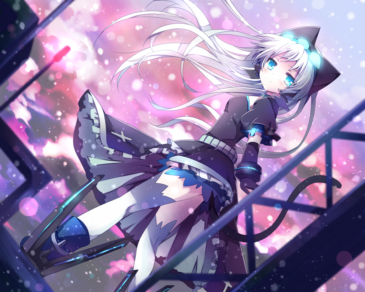 animal_ears, aqua_eyes, boots, catgirl, long_hair, mishima_kurone, original, tail