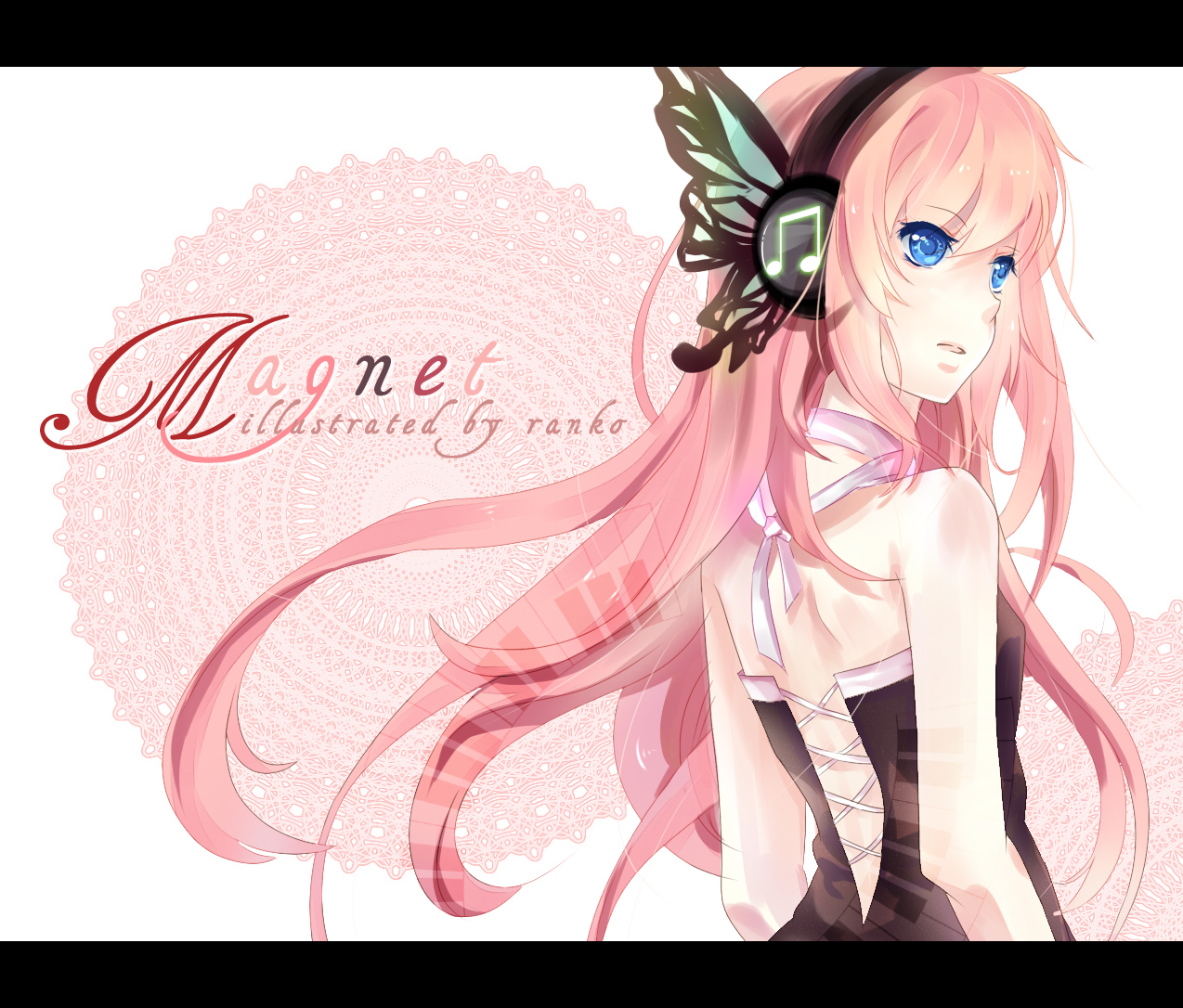 blue_eyes, cathy_inaba, headphones, magnet_(vocaloid), megurine_luka, pink_hair, vocaloid