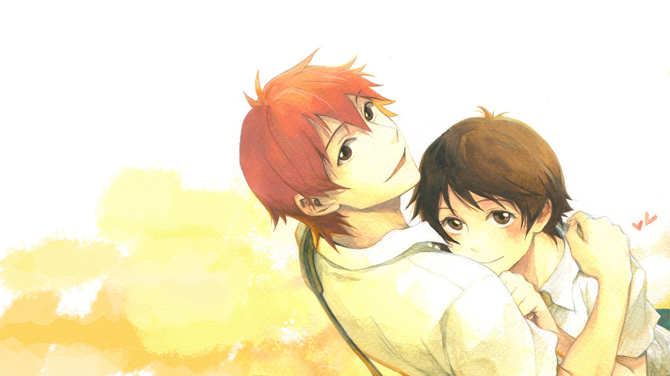 brown_eyes, brown_hair, konno_makoto, male, mamiya_chiaki, orange_hair, third-party_edit, toki_wo_kakeru_shoujo