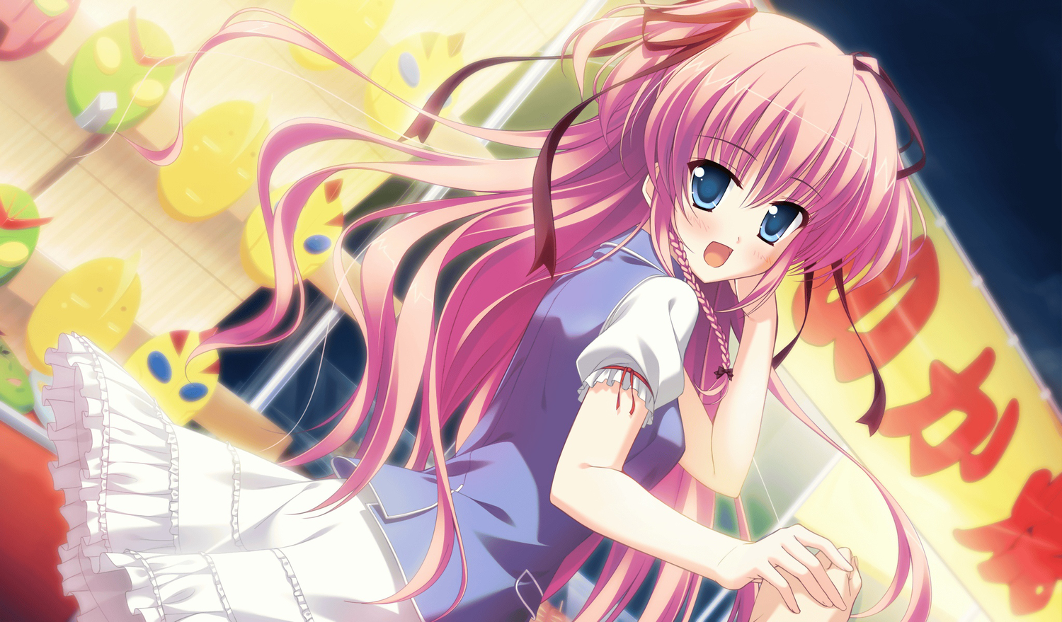 game_cg, long_hair, pink_hair, princess_evangile, rousenin_rise, skirt, yamakaze_ran