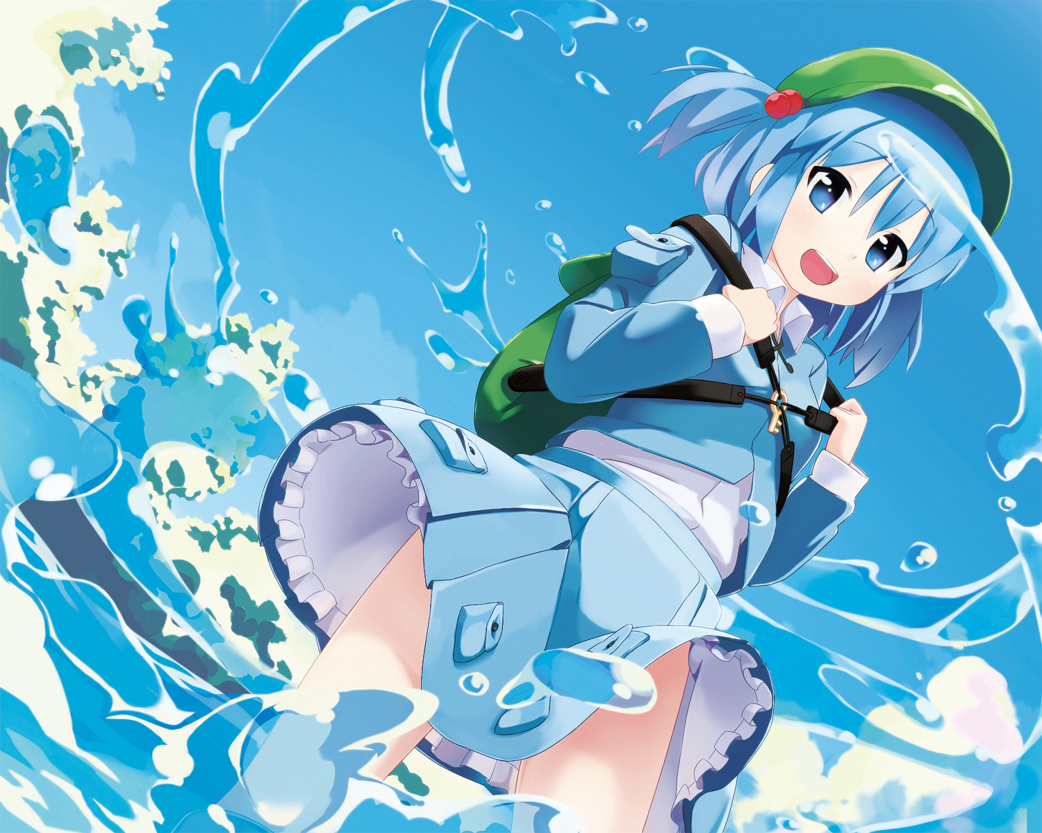 blue_eyes, blue_hair, dress, hat, kawashiro_nitori, sawada_yuusuke, touhou, twintails