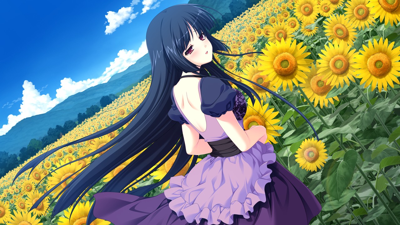 flowers, game_cg, kimi_wo_aogi_otome_wa_hime_ni, satou_satoru, sky, takamine_kana