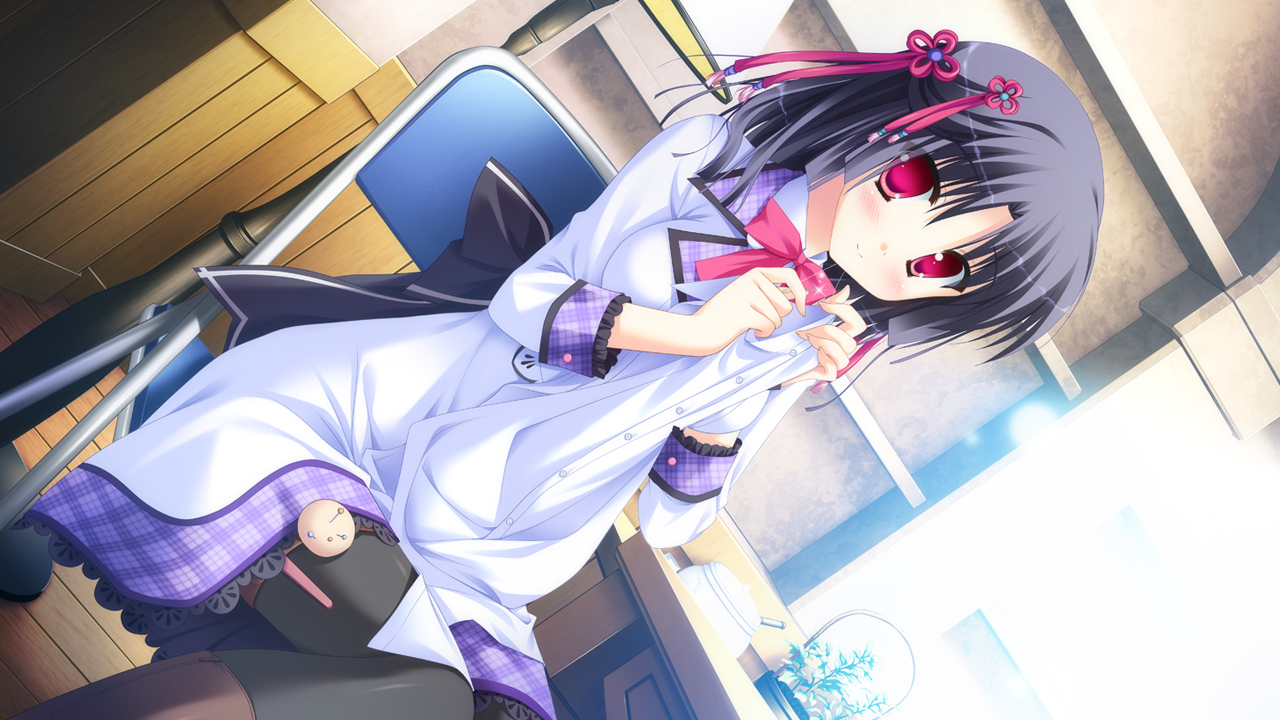 black_hair, diamic_days, game_cg, lump_of_sugar, red_eyes, sesena_yau, shinoyama_tokiha