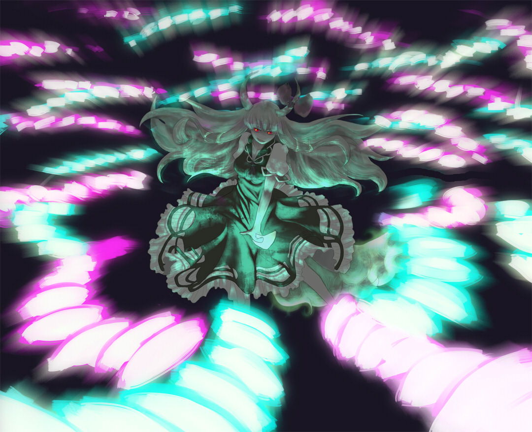 as, dress, ex_keine, kamishirasawa_keine, red_eyes, touhou, white_hair