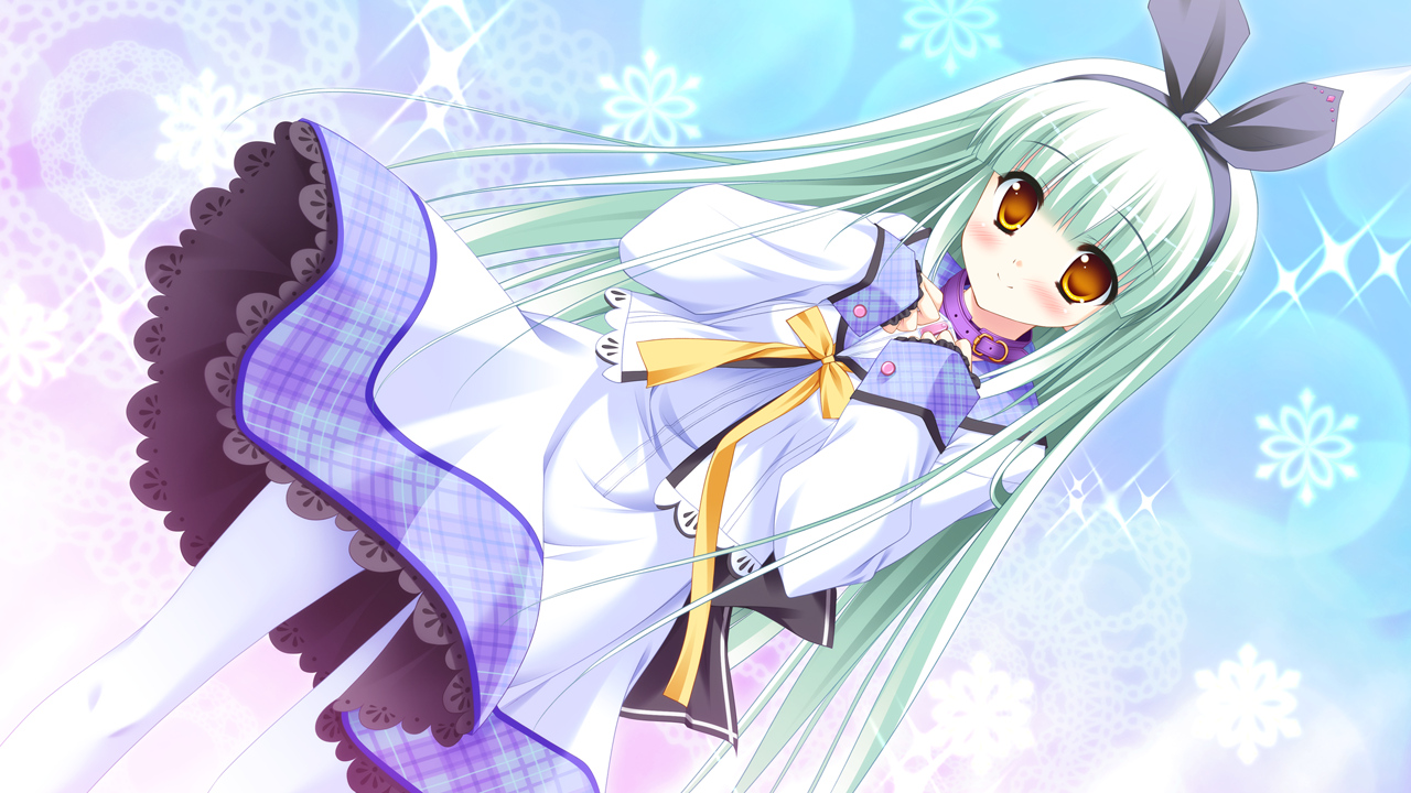 diamic_days, game_cg, green_hair, himenogawa_kotora, long_hair, lump_of_sugar, orange_eyes, school_uniform, sesena_yau