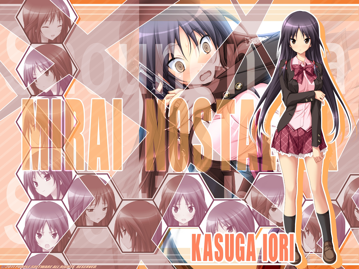 black_hair, kasuga_iori, long_hair, mirai_nostalgia, purple_software, school_uniform