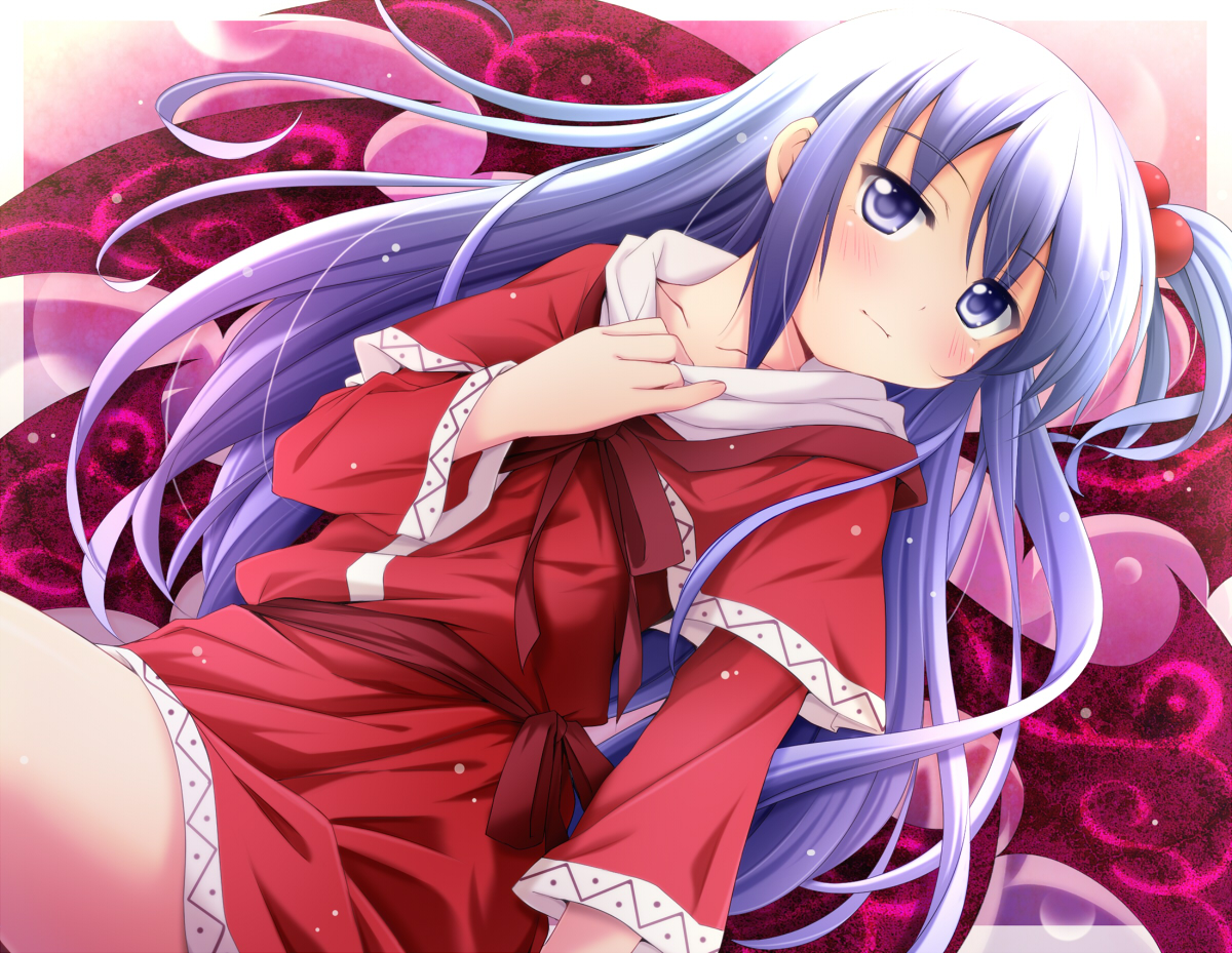 ayase_midori, blue_eyes, blue_hair, dress, long_hair, shinki, touhou, wings