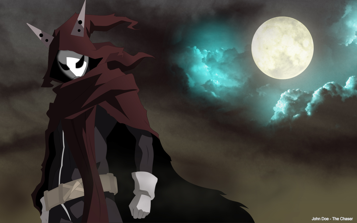 cape, gloves, john_doe_(yumekui_merry), mask, moon, yumekui_merry