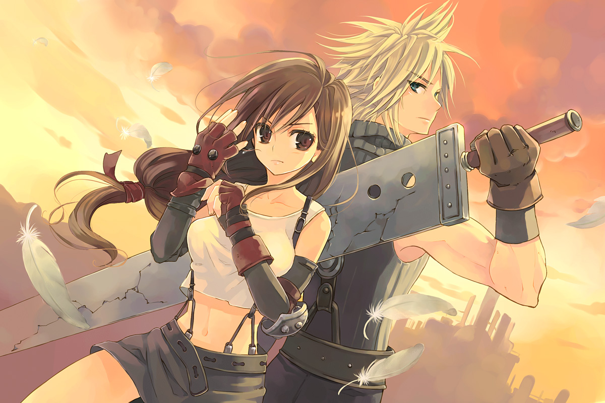 cloud_strife, final_fantasy, final_fantasy_vii, kuga_tsukasa, tifa_lockhart