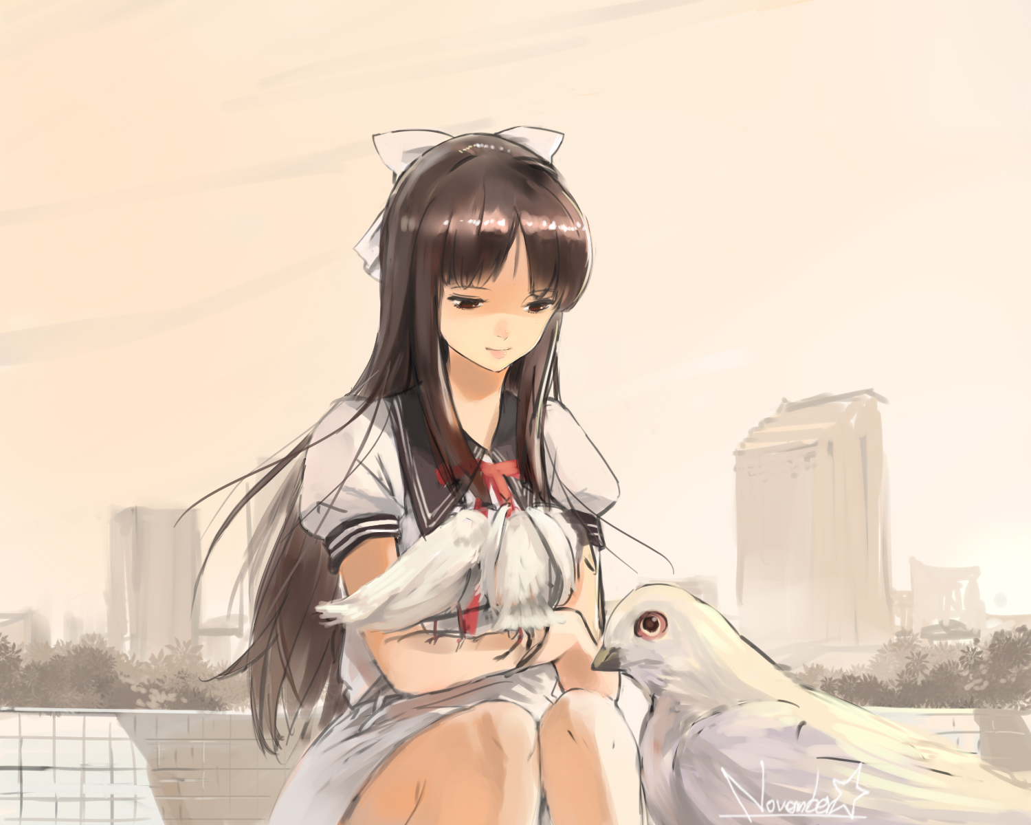 chikumaen_kaho, jeanex, mayoi_neko_overrun!, school_uniform, signed