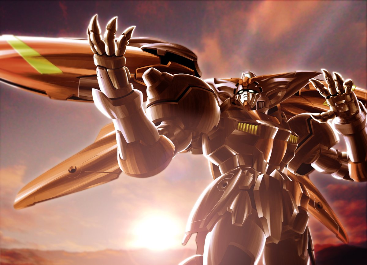 mecha, mobile_fighter_g_gundam, mobile_suit_gundam, shoumaru_(gadget_box), sunset