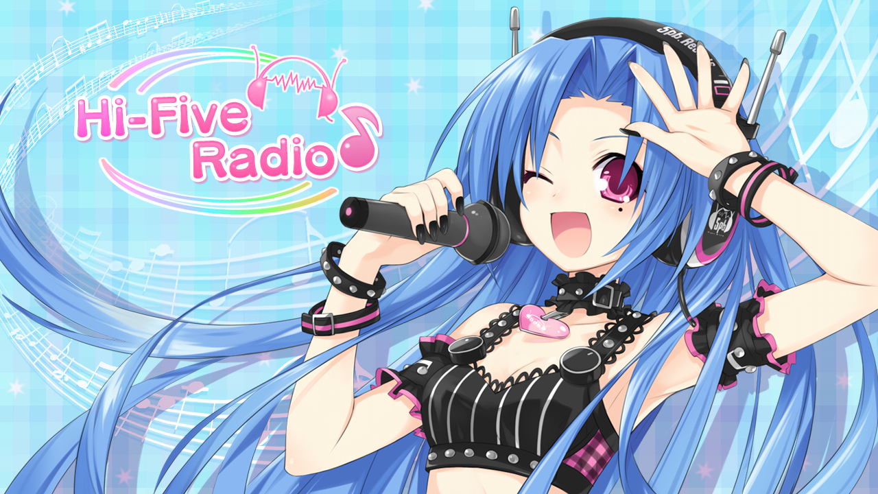 5pb_(hyperdimension_neptunia), blue_hair, headphones, hyperdimension_neptunia, pink_eyes, tsunako